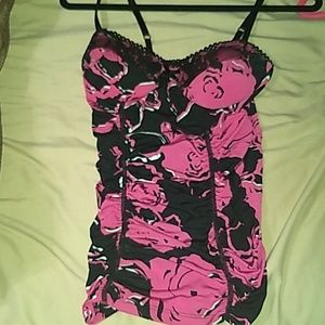 3/$30 Sexy pink & black top with adjustable straps